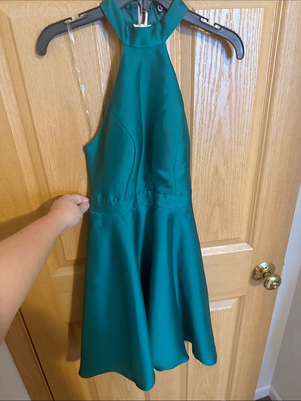 Teal Halter Fit-and-Flare Dress